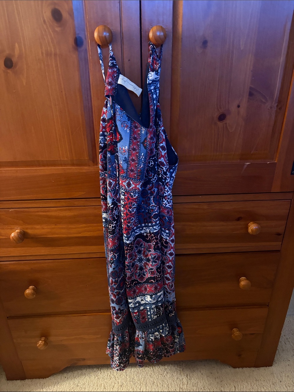 Allison Joy Red, Blue & White Paisley Maxi Dress